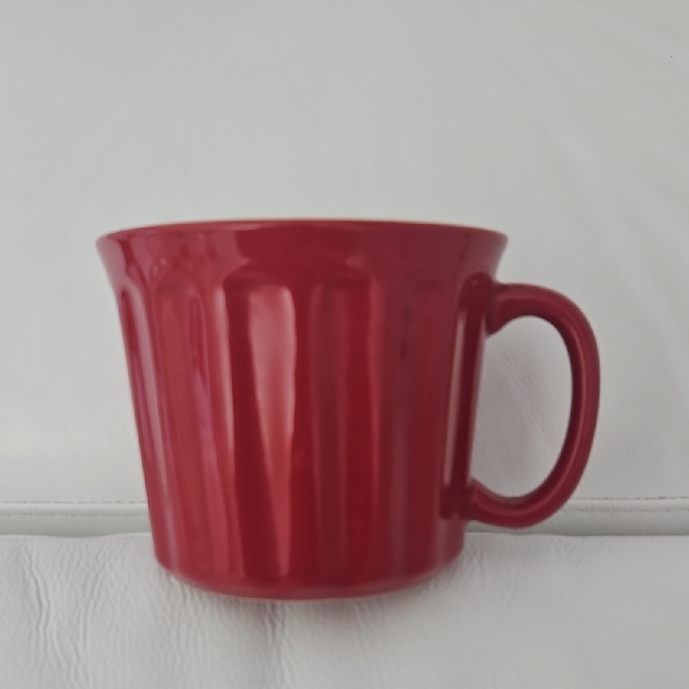Good Cook Stoneware Ceramic Red Ribbed Soup Mug. 16 Oz.